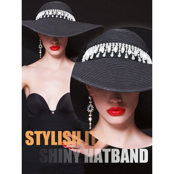 8767 3 Pcs Rhinestone Cowboy Hat Band For Women Men Cowgirls Fringe Hat Belt - Picture 5 of 6